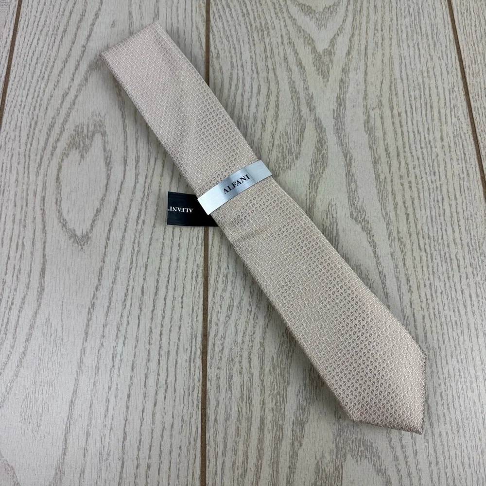 664 Alfani Men's Tie Dawson Mini 260 Taupe $55 Polyester